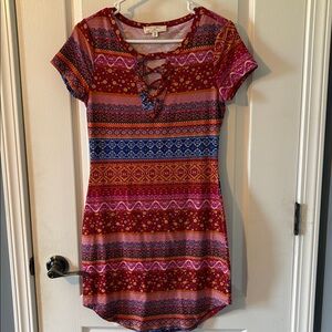 Colorful Striped Mini Dress